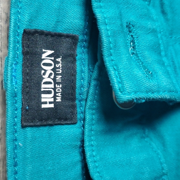 Hudson Nico Super Skinny Midrise Jeans in Teal Green. - Picture 3 of 10